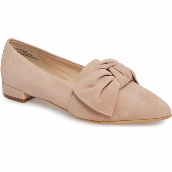 bp by Nordstrom - Blush Suede Bow Flat / Loafer - Picture 1 of 7